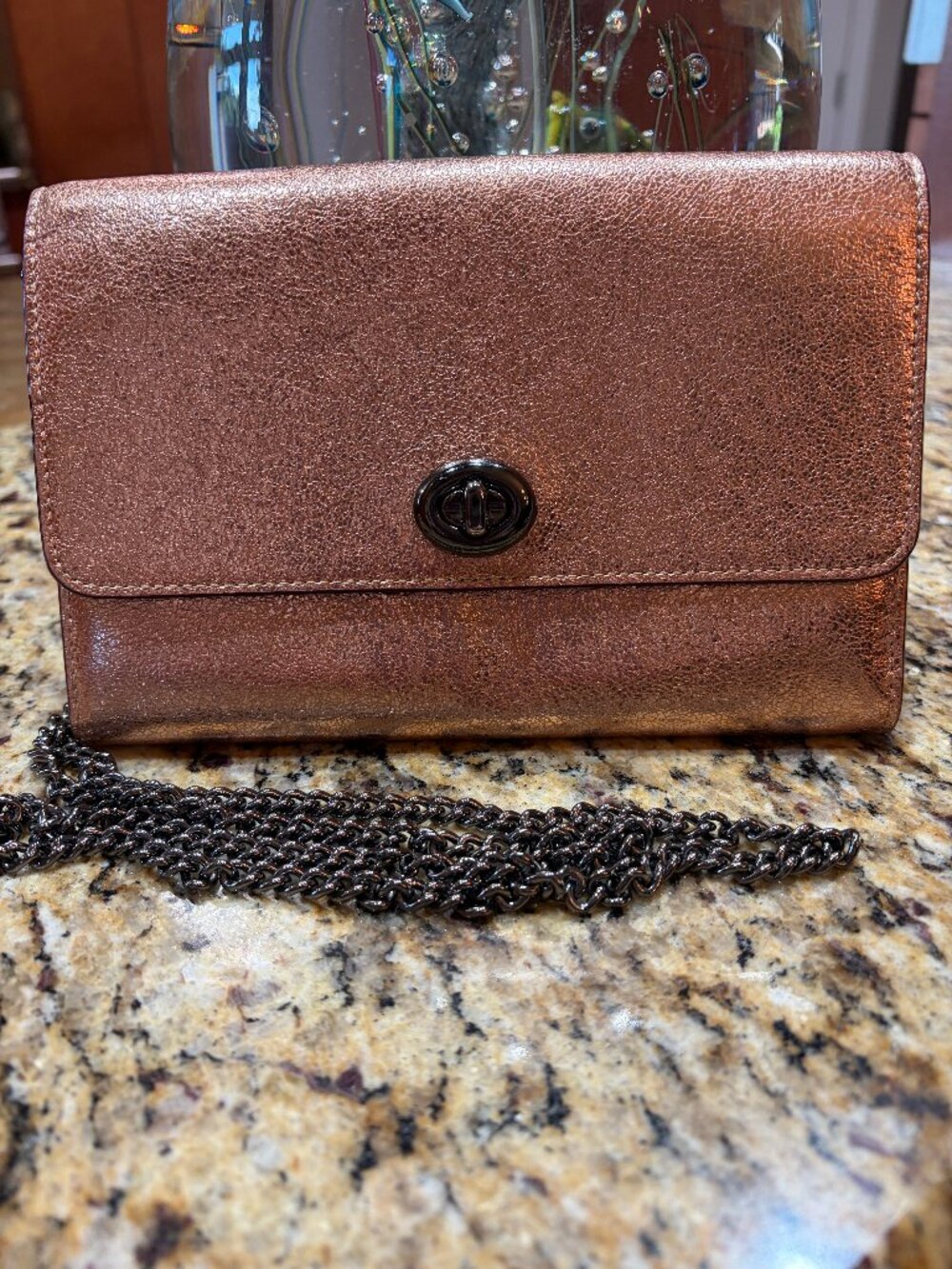 Coach Marlow Turnlock Chain Crossbody Wristlet in Rose Gold Metallic - NWOT